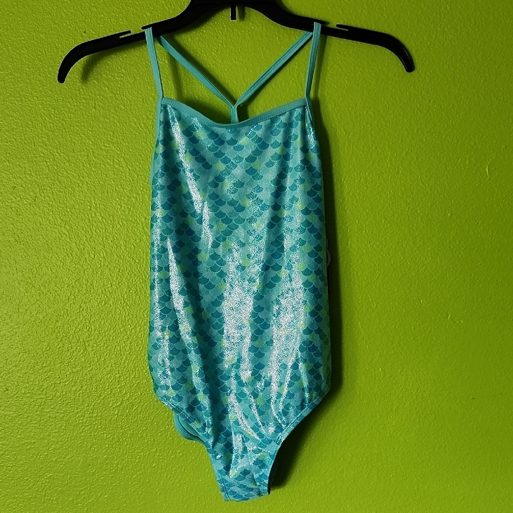Shimmering One-Piece Mermaid Blue and Green Swimsuit